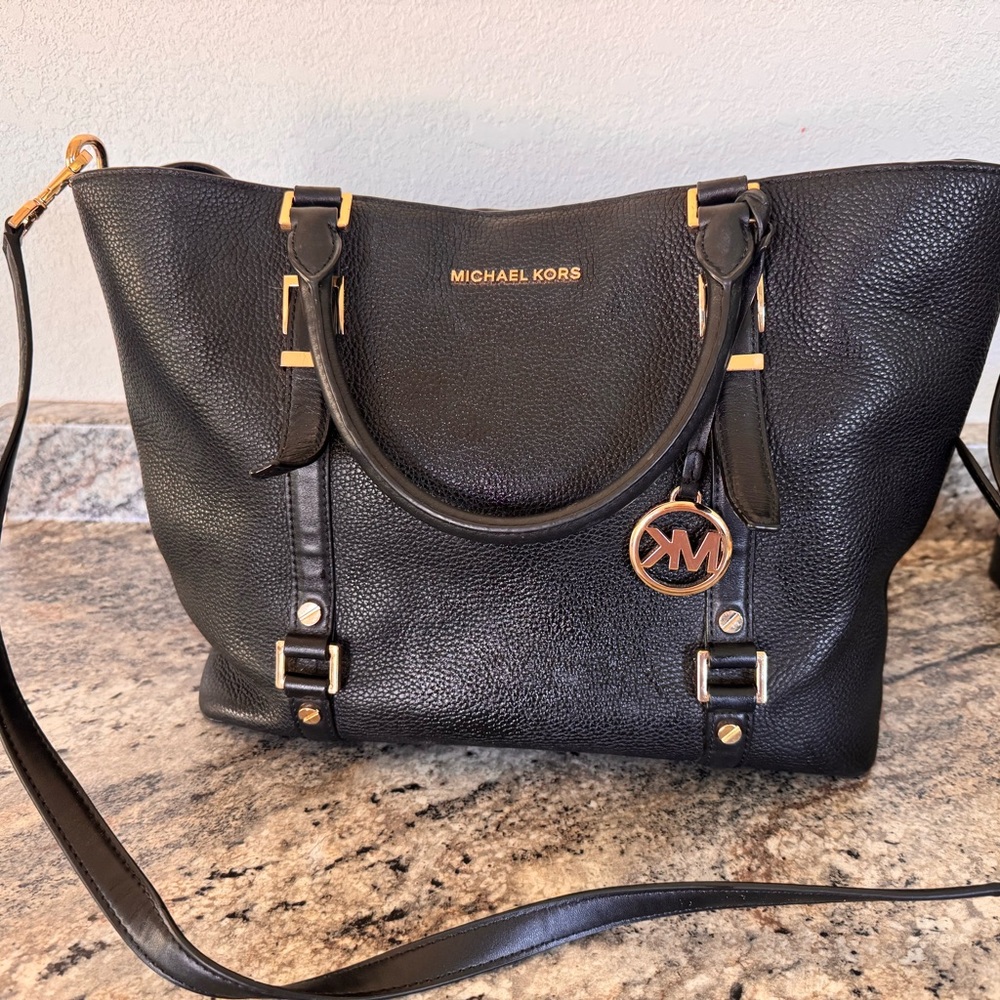 Michael Kors Black Leather Tote Bag